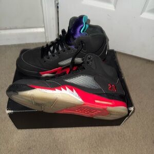 Black and Red Sneakers with Purple Accents